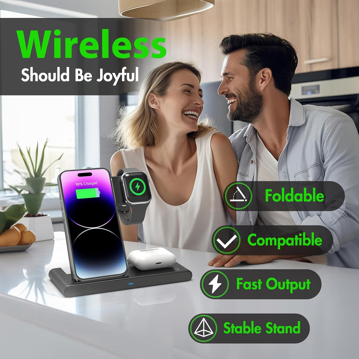 3 IN 1 Wireless Fast Charger Stand For iphone Watch And Airpod