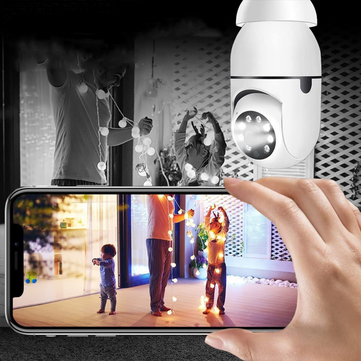 Wireless Indoor /Outdoor Smart HD Light Bulb Security Camera