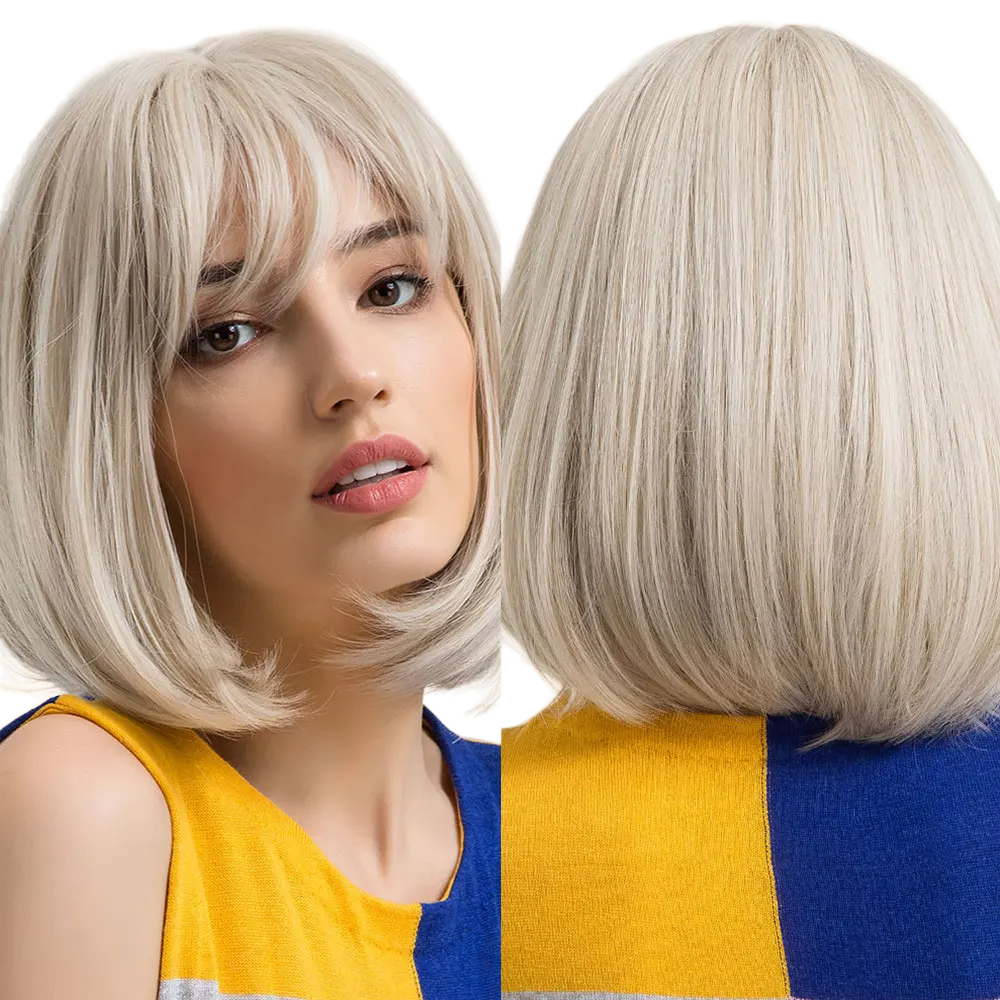 Chic Short Straight Bob Wig with Bangs – Effortless Elegance