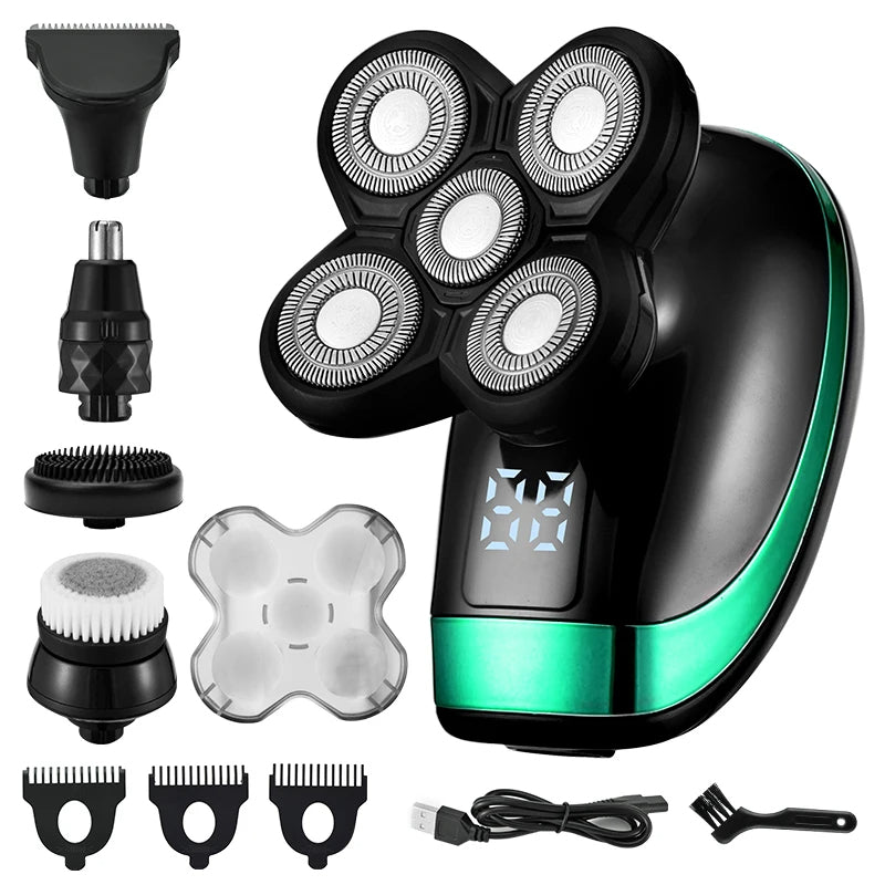 5-in-1 Electric Shaver with 5 Floating Heads – Ultimate Grooming Kit for Men