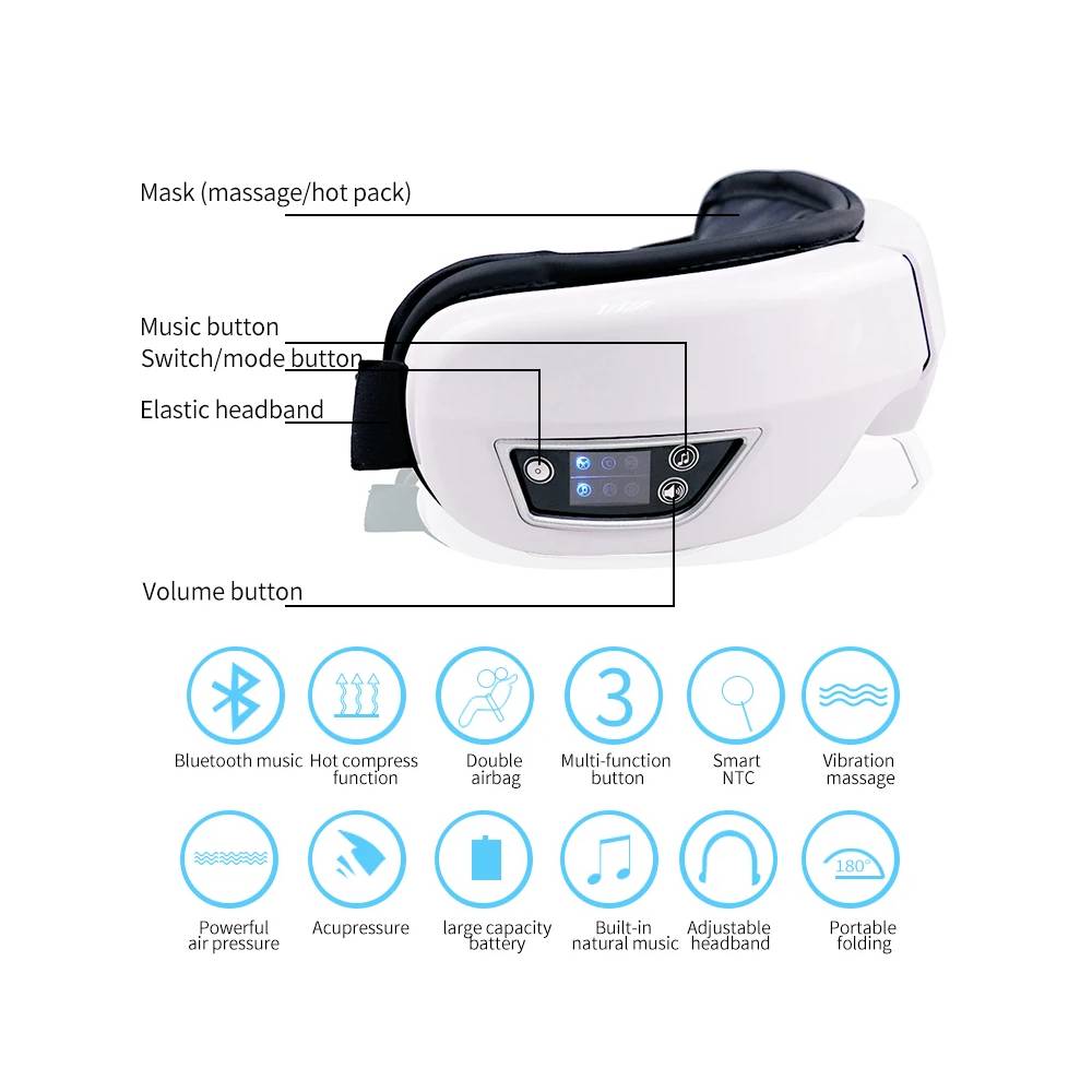 Bluetooth-Enabled Eye Massager – Vibration Therapy for Ultimate Relaxation