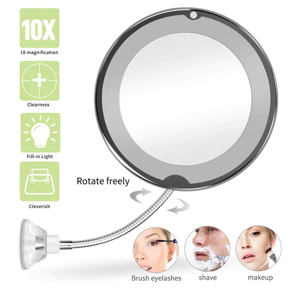 10X Magnifying LED Lighted Flexible Mirror