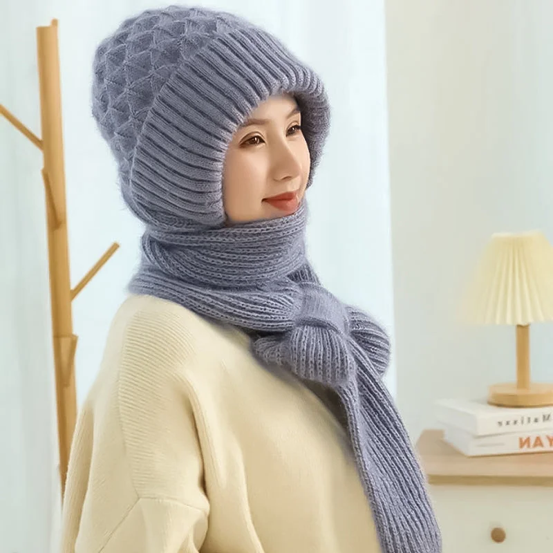 Women's Winter Integrated Ear Protection Windproof Cap Scarf