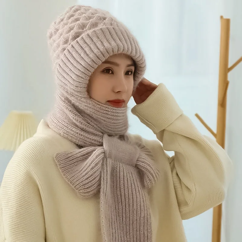 Women's Winter Integrated Ear Protection Windproof Cap Scarf